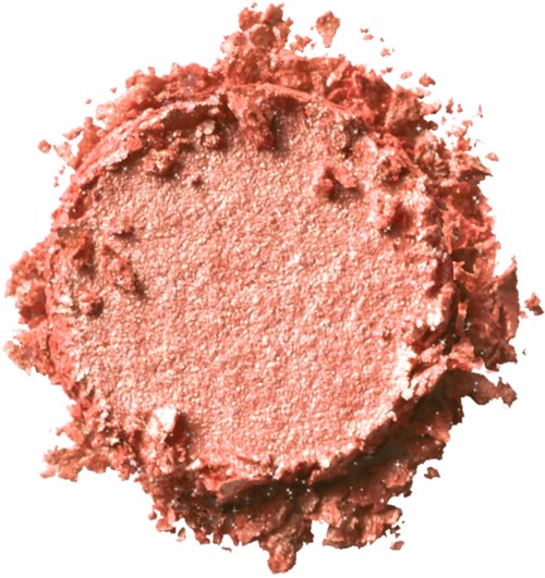 A round, pinkish makeup blush with rough edges and a matte finish.