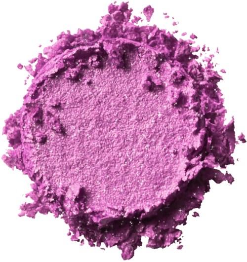Purple powder with rough edges, looks crumbly and chalky.