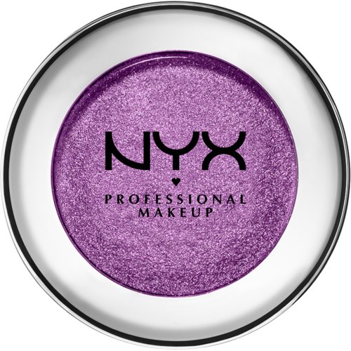 A purple glittery eyeshadow in a round container with NYX Professional Makeup logo.
