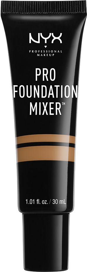 En svart tub med NYX-märken, märkt 'Pro Foundation Mixer', innehåller 30 ml makeup.