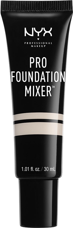 En svart tub med vitt text, märkt NYX Pro Foundation Mixer, innehållande 30 mL produkt.