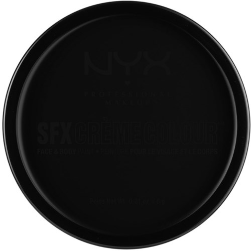 En rund, svart behållare med svag text, troligen för ansikts- och kroppsvårdsprodukter, från NYX.