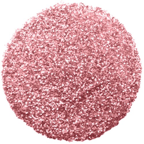 En stor, glitrende, rosa kule med masse små glitrende partikler som dekker den fullt ut.