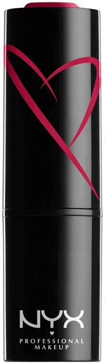 Svart läppstiftstift med en rosa hjärta och NYX-logga, märkt som professionell makeup.