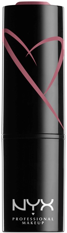 En svart makeup-sprayflaska med en rosa hjärtdesign och NYX Professional Makeup-logotyp.