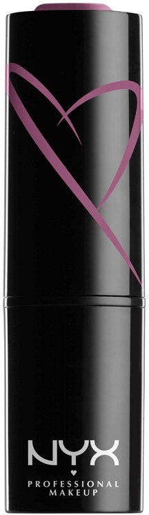 Ett svart läppstiftshölje med en lila hjärtritning och NYX Professional Makeup-logotyp.