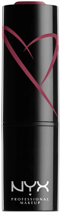 Svart makeup-glas med ett rosa hjärtdesign och NYX Professional Makeup-logotyp.