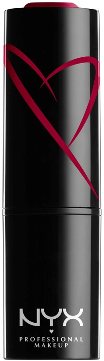 En svart sprayflaska med en rosa hjärtform och NYX Professional Makeup-logga.