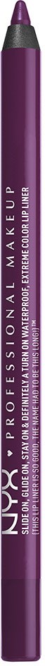 A purple NYX professional makeup eyeliner pencil standing upright.