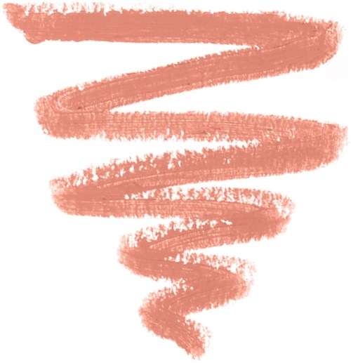 A spiral painted in peachy color on a white background.