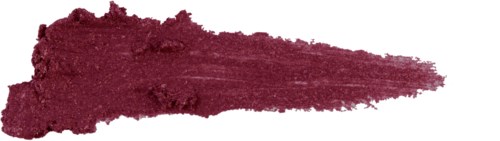 A maroon lipstick smear with a pointed end and uneven texture.