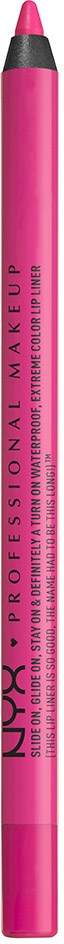 A pink makeup pen with brand name and product details written on it.