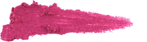 Pink lipstick smear, thick at one end and thin at the other, on a black background.