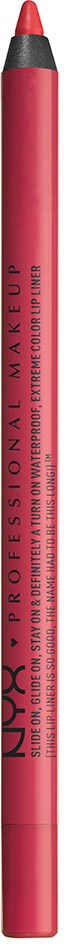 A pink lip liner pencil from NYX Professional Makeup with a black tip and brand name printed on it.