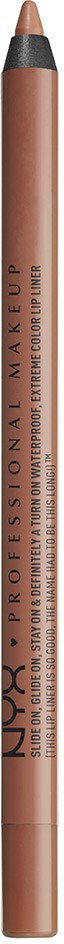 A brown makeup pencil with a sharpened tip and brand label, used for eye or lip makeup.