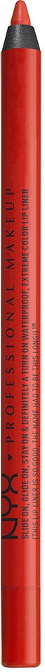 A red lip pen with black tip, labeled "NYX PROFESSIONAL MAKEUP" on the side.