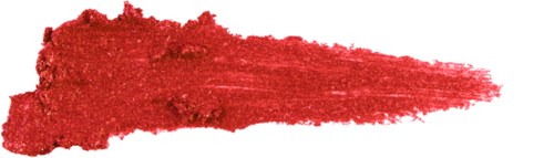 A smear of red makeup or lipstick is shown, spread out on a white background.