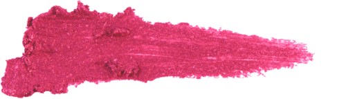 A smear of pink lipstick or blush with a textured, uneven end and a smoother, streaked side.