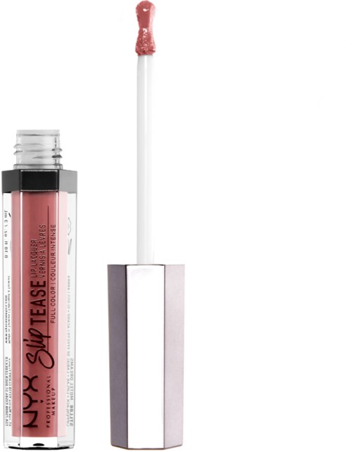 Lippenstift-Glasstift mit Silberkappe und Applikator, zeigt rosafarbenen Glanz.