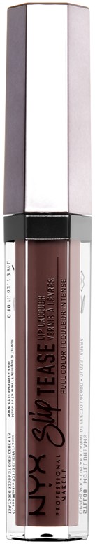 Dies ist eine Lippenstiftflasche mit silberner Kappe und durchsichtigem Körper, zeigt braune Farbe.