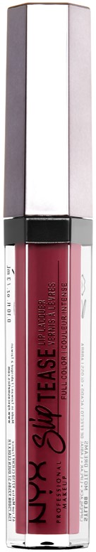 Lippenstift mit pinkem Glanz und silberner Kappe. Der Markenname 'NYX' ist sichtbar.
