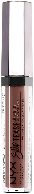 Ein Lippenstift mit silberner Kappe und nude-farbenem Lipgloss darin auf schwarzem Hintergrund.