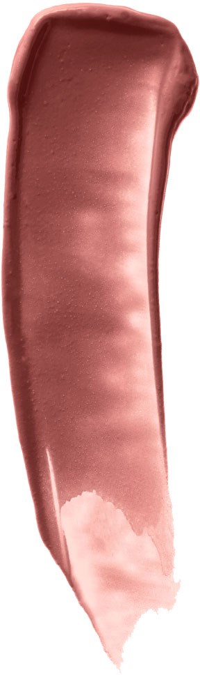 En prøve av rosa-nude leppestift med glatt, skinnende overflate og litt rund form.