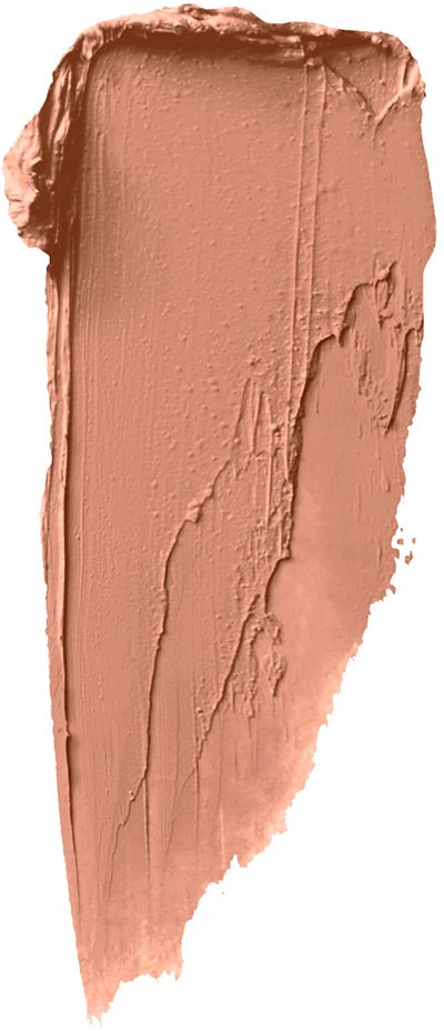 A smear of beige makeup or cream with textured and smooth areas on a white background.