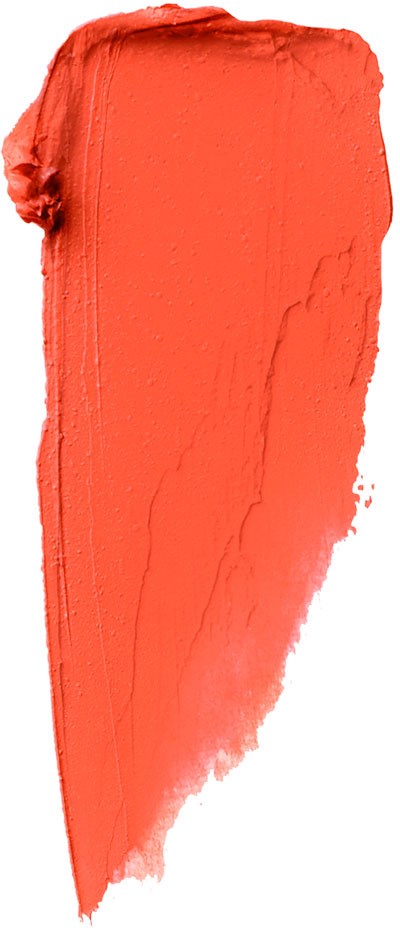 En ljus orange smet av läppstift eller färg med tydlig textur på vit bakgrund.