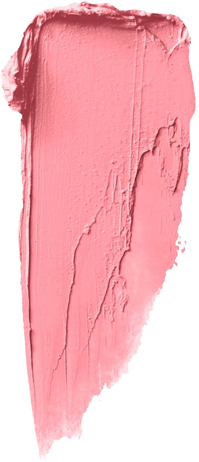 Pink makeup smear or swatch on black background.