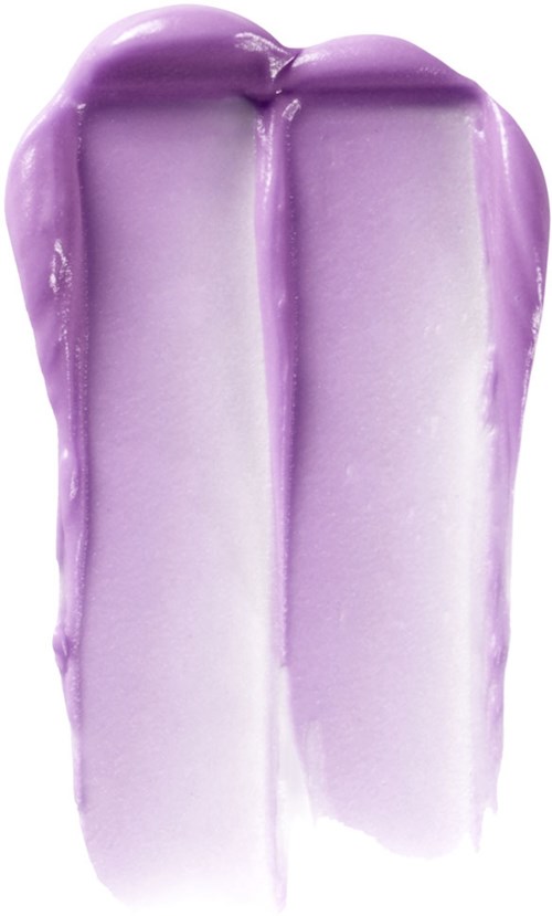 A purple and white popsicle with a smooth surface and a split down the middle.