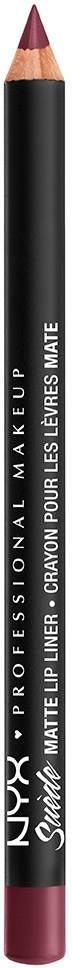 Czarny kredka do ust z czerwonym końcem i białym tekstem, oznaczona NYX Professional Make Up Matte Lip Liner.