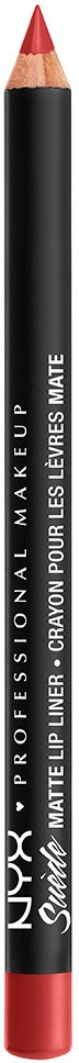 Musta ja punainen meikkikynä, jossa on valkoinen teksti, nimetty mattapunankynäksi NYX Professional Makeup.