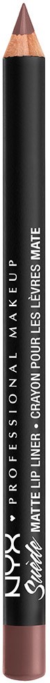 En svart ögonpenna med vit text, inklusive varumärkesnamnet NYX och produktdetaljer, med en ljusbrun spets.