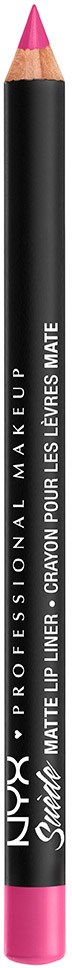 En svart sminkpenna med rosa topp och text, märkt NYX Professional Makeup, matt läppennan.