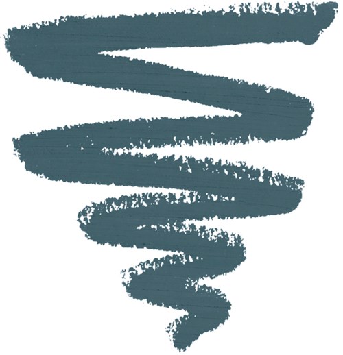 A dark green, abstract spiral with rough, brush-like edges. It curves downward in a loose, swirling shape.