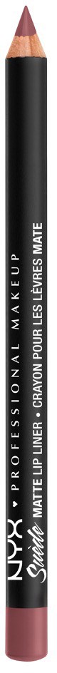 A black eyeliner pencil with pink tip, labeled 'NYX Professional Makeup' and 'Matte Lip Liner' in white.