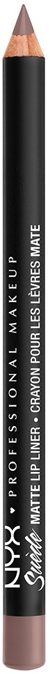 Long black pencil with pinkish color at the bottom, labeled NYX Professional Makeup Smooth Matte Lip Liner.