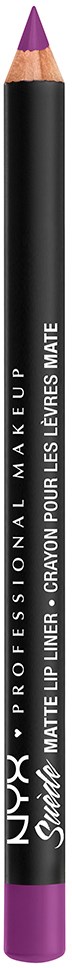 A purple and black lip liner pencil labeled "NYX Professionals Make Up Matte Lip Liner" for makeup.