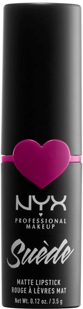 Ett svart läppstiftetsrör med ett rosa hjärta och NYX-logotyp, märkt som matt läppstift.