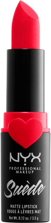 Ett läppstift med svart och rosa hölje, med ett hjärta och märket NYX på.