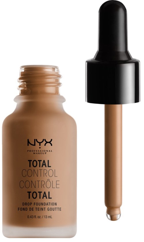 Eine Flasche NYX Total Control Drop Foundation mit Tropfer.