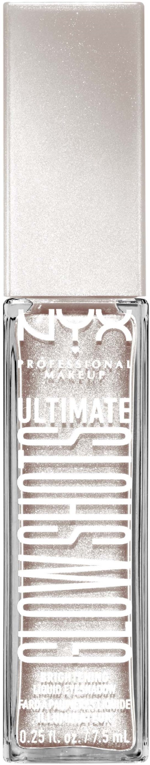 En klar læbepomade med sølvhætte, mærket 'Ultimate' og 'Lip Shine' på tuben.