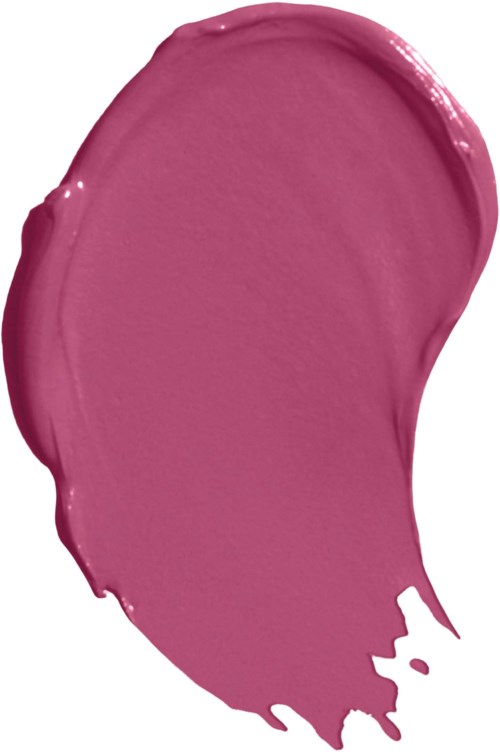En rosa färgfläck med slät, texturerad yta och oregelbunden form, slutar i en liten dropp.