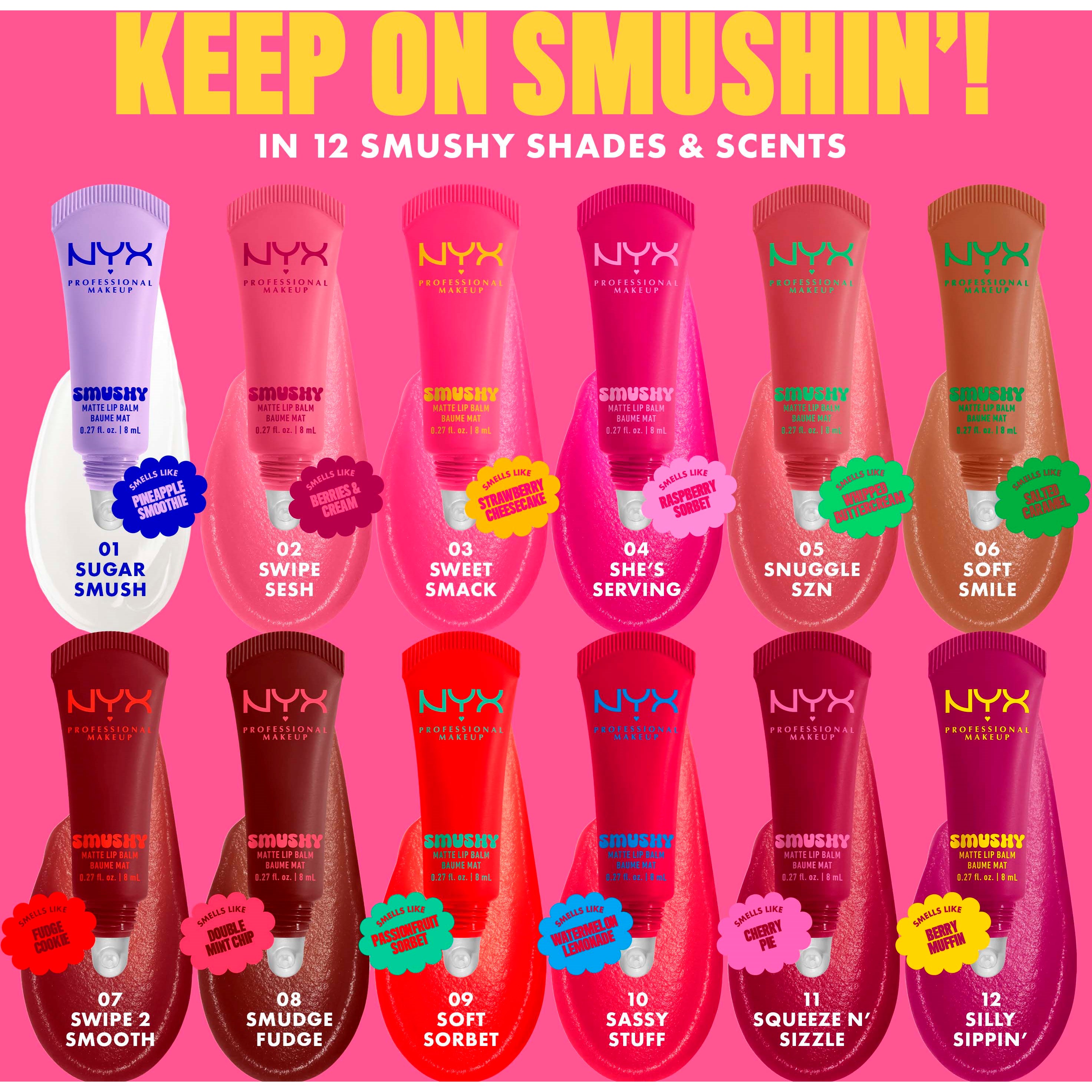 NYX PROFESSIONAL MAKEUP Smushy Matte Lip Balm 3 Sweet Smack (obrázok 9)