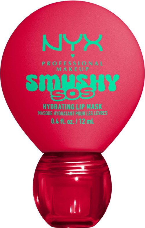 Pink lip mask förpackning med teal och rosa text, 0,4 fl oz. storlek.