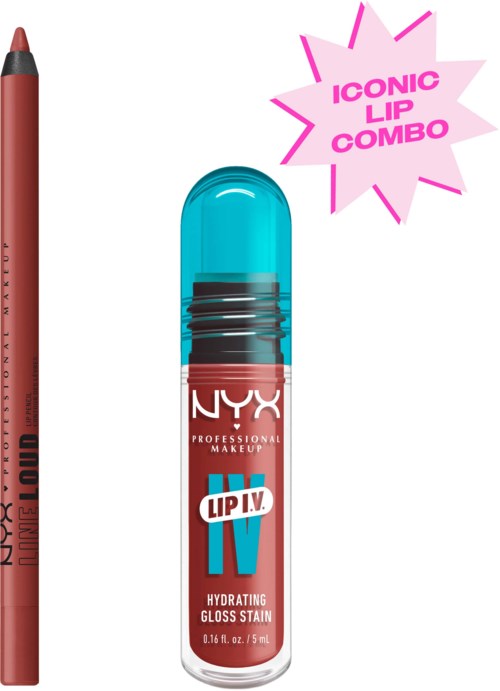 Lippenstift in doorzichtige tube met blauw deksel, met NYX en Lip L.I.V. branding, gemarkeerd als hydraterende gloss-stift.