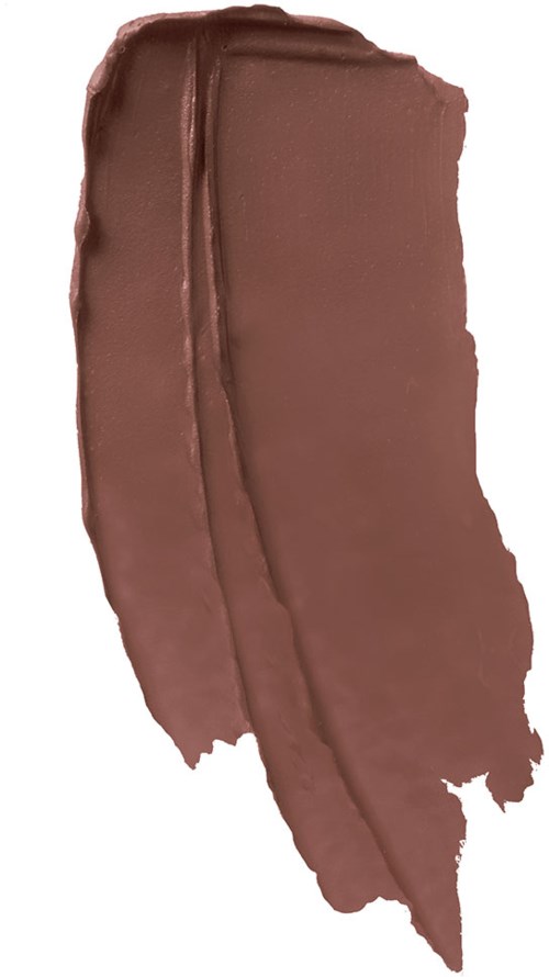 En strykning av brunt smink eller färg i en vertikal form, med en texturerad kant och en linje som går ner.
