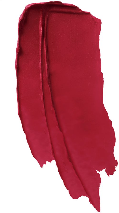 Ett trasigt skinnstycke med en slät sida, stark röd färg och ojämna kanter.