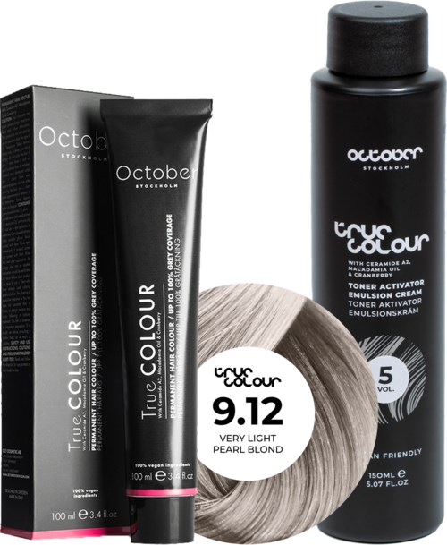 October Stockholm True Colour 5 Vol Colour Activator 150 ml & Colour 100 ml 9.12 Very Light Pearl Blond